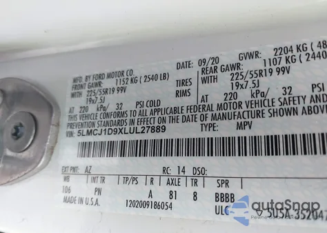 2020 Lincoln Corsair Standard from USA, damaged, VIN 5LMCJ1D9XLUL27889